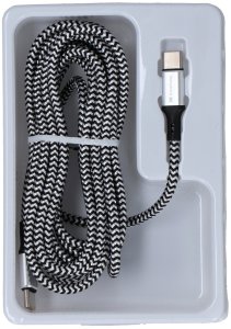 Kabel USB ForCell kabel Encore Energy USB-C x2 3A przewód QC PD 60W do ładowania i transferu danych 300 cm braided czarno-biały EE118-CC 3