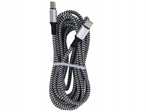 Kabel USB ForCell kabel Encore Energy USB-C x2 3A przewód QC PD 60W do ładowania i transferu danych 300 cm braided czarno-biały EE118-CC 5