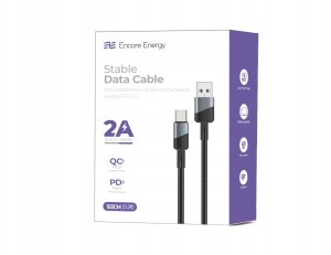 Kabel USB ForCell kabel Encore Energy USB-A USB-C 2A przewód QC PD do ładowania i transferu danych 100 cm braided czarny EE101-C 5