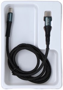 Kabel USB ForCell kabel Encore Energy USB-C x2 3A przewód QC PD 60W do ładowania i transferu danych 100 cm braided czarny EE103-CC 3