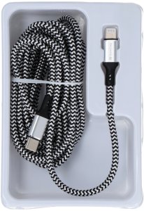 Kabel USB ForCell kabel Encore Energy USB-C Lightning 3A przewód QC PD 27W do ładowania i transferu danych 300 cm braided czarno-biały EE118-CL 3