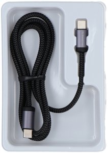 kabel Encore Energy USB-C x2 5A przewód QC PD 100W do ładowania i transferu danych 100 cm braided czarny EE121-CC-1M 3