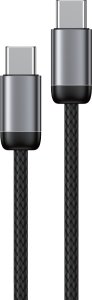 kabel Encore Energy USB-C x2 5A przewód QC PD 100W do ładowania i transferu danych 100 cm braided czarny EE121-CC-1M 5