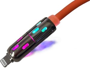 ForCell kabel Encore Energy 4w1 z podświetlanymi wtyczkami USB-C USB-A Lightning 3A przewód QC PD 60W do ładowania i transferu danych 100 cm pomarańczowy EE144 4