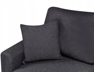 Narożnik rozkładany dla 3 osób NASSJO Len syntetyczny Czarny Prawostronny 9