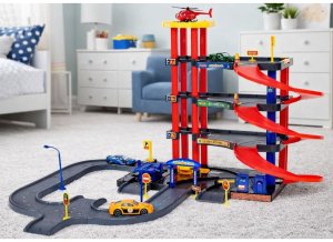 Parking Wielopoziomowy 4 Poziomy Z Windą Helikopter Autka 70 el. LEAN Toys 3