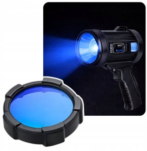 Latarka Lean Latarka LED Szperacz 6 Trybów Powerbank Wymienne Filtry 23 cm 6
