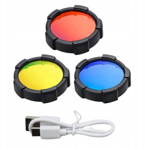 Latarka Lean Latarka LED Szperacz 6 Trybów Powerbank Wymienne Filtry 23 cm 8