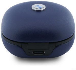 Bezprzewodowe słuchawki dokanałowe Bluetooth TWS BMW Leather Metal Logo ENC granatowy 3