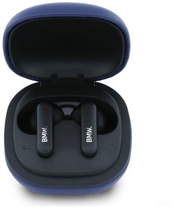 Bezprzewodowe słuchawki dokanałowe Bluetooth TWS BMW Leather Metal Logo ENC granatowy 4