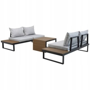 Zestaw Mebli Ogrodowych MARBELLA z Sofą Narożnikiem i Stolikiem SZARY 2