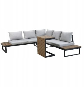 Zestaw Mebli Ogrodowych MARBELLA z Sofą Narożnikiem i Stolikiem SZARY 3