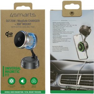 Ładowarka 4smarts Qi2 25W MagSafe ładowarka chłodząca uchwyt RGB 360 szary 6