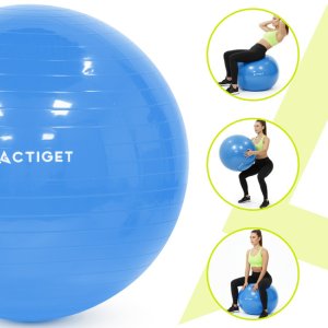 Piłka 75 cm do ćwiczeń pilates, rehabilitacyjnych, stretchingu z pompką, niebieska UNIWERSALNY 4