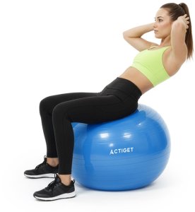 Piłka 75 cm do ćwiczeń pilates, rehabilitacyjnych, stretchingu z pompką, niebieska UNIWERSALNY 10