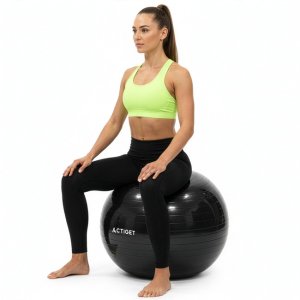 Piłka 85 cm do ćwiczeń pilates, rehabilitacyjnych, stretchingu z pompką, czarna UNIWERSALNY 12