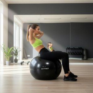 Piłka 85 cm do ćwiczeń pilates, rehabilitacyjnych, stretchingu z pompką, czarna UNIWERSALNY 14