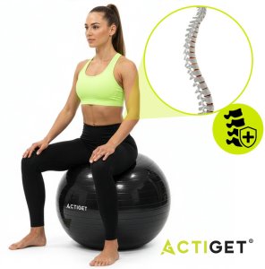 Piłka 85 cm do ćwiczeń pilates, rehabilitacyjnych, stretchingu z pompką, czarna UNIWERSALNY 3