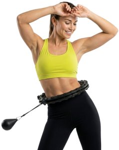 Actiget Hula hop z obciążeniem 24 elementy składane, z wypustkami do treningu cardio i fitness, czarne UNIWERSALNY 8