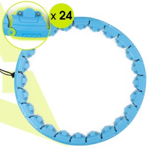 Hula hop z obciążeniem 24 elementy składane, z wypustkami do treningu cardio i fitness, niebieskie UNIWERSALNY 10