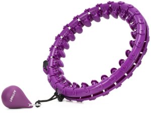 Hula hop z obciążeniem 24 elementy składane, z wypustkami do treningu cardio i fitness, fioletowe UNIWERSALNY 8