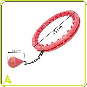 Hula hop z obciążeniem 24 elementy składane, z wypustkami do treningu cardio i fitness, czerwone UNIWERSALNY 19