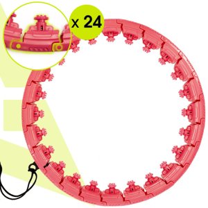 Hula hop z obciążeniem 24 elementy składane, z wypustkami do treningu cardio i fitness, czerwone UNIWERSALNY 8