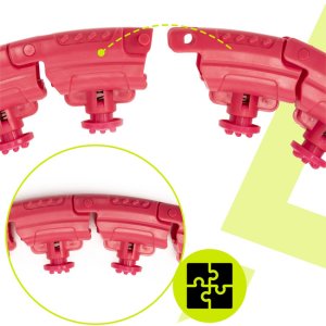 Hula hop z obciążeniem 24 elementy składane, z wypustkami do treningu cardio i fitness, czerwone UNIWERSALNY 10