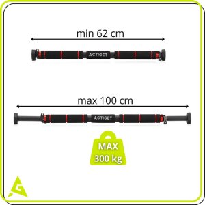 Drążek do podciągania 62 - 100 cm teleskopowy stalowy mocowany do futryny regulowany UNIWERSALNY 13