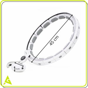 Hula hop z obciążeniem 16 elementów składane, z wypustkami i licznikiem fitness, biało-szare UNIWERSALNY 23