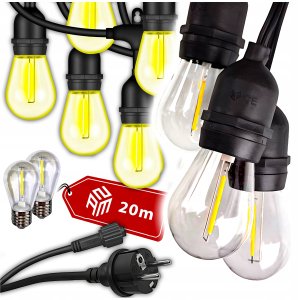 GIRLANDA ŚWIETLNA 20M 20 ŻARÓWEK OGRODOWA ŻARÓWKA ZEWNĘTRZNA LAMPKI LED 16