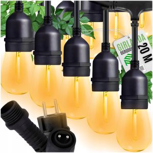 GIRLANDA ŚWIETLNA 20M 20 ŻARÓWEK OGRODOWA ŻARÓWKA ZEWNĘTRZNA LAMPKI LED 2