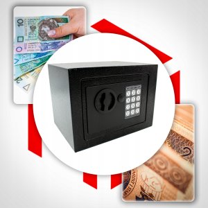MAŁY SEJF NA PIENIĄDZE DOKUMENTY SZYFROWY PIN KLUCZ DOMOWY BIUROWY 4L 8