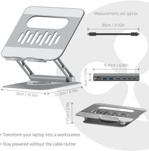 Club3D Podstawka pod laptopa z HUB-em USB-C 100W 360° 4K60Hz 3
