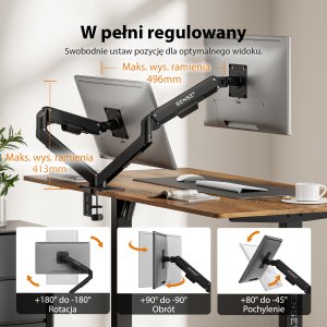 SENSE7 Uchwyt biurkowy na 2 monitory 17"-32" HANG DOUBLE Light 4