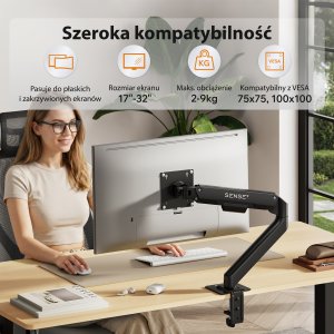 SENSE7 Uchwyt biurkowy na monitor 17"-32" HANG Light 2