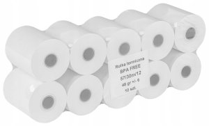 Rolki termiczne OFFICE PRODUCTS, 57mm x 30m, gr. 48 +/- 6, 10 szt., białe 2