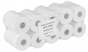 Rolki termiczne OFFICE PRODUCTS, 57mm x 25m, gr. 48 +/- 6, 10 szt., białe 5