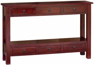 vidaXL Konsola Brązowy 115 x 32 x 76 cm Lite drewno mahoniowe 2