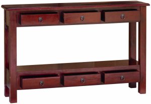 vidaXL Konsola Brązowy 115 x 32 x 76 cm Lite drewno mahoniowe 4