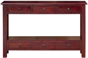 vidaXL Konsola Brązowy 115 x 32 x 76 cm Lite drewno mahoniowe 5