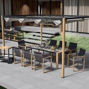 Zestaw Mebli Ogrodowych Jadalnianych DUISBURG dla 8 Osób Stół i 8 Foteli ANTRACYT / BRĄZOWY 3