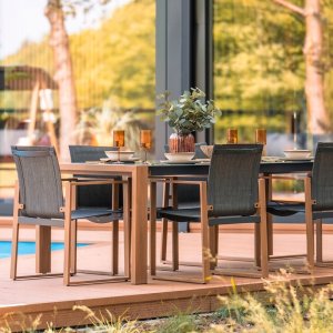 Zestaw Mebli Ogrodowych Jadalnianych DUISBURG dla 8 Osób Stół i 8 Foteli ANTRACYT / BRĄZOWY 5