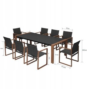 Zestaw Mebli Ogrodowych Jadalnianych DUISBURG dla 8 Osób Stół i 8 Foteli ANTRACYT / BRĄZOWY 8