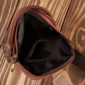 Plecak męski skórzany na jedno ramię na skos mały vintage brązowy Paolo Peruzzi T-118-HBR 6