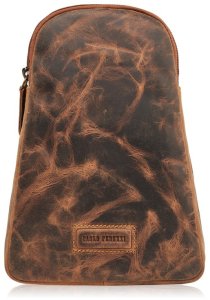 Plecak męski skórzany na jedno ramię na skos mały vintage brązowy Paolo Peruzzi T-118-HBR 9