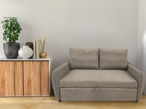 Sofa wypoczynkowa Lotus do spania velvet kanapa taupe 2