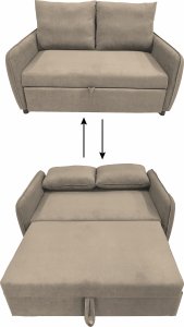 Sofa wypoczynkowa Lotus do spania velvet kanapa taupe 3