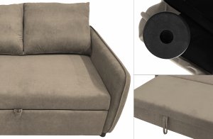 Sofa wypoczynkowa Lotus do spania velvet kanapa taupe 4