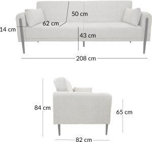 Sofa wypoczynkowa Dalia j. szara z funkcją spania kanapa szenilowa 6